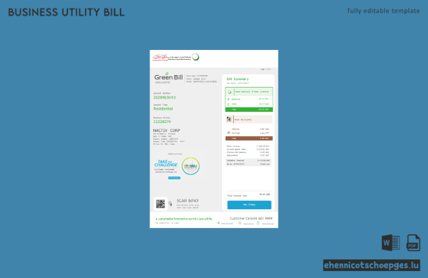 Beispielseite 1 einer Strom- und Wasserrechnung der Dubai Electricity and Water Authority